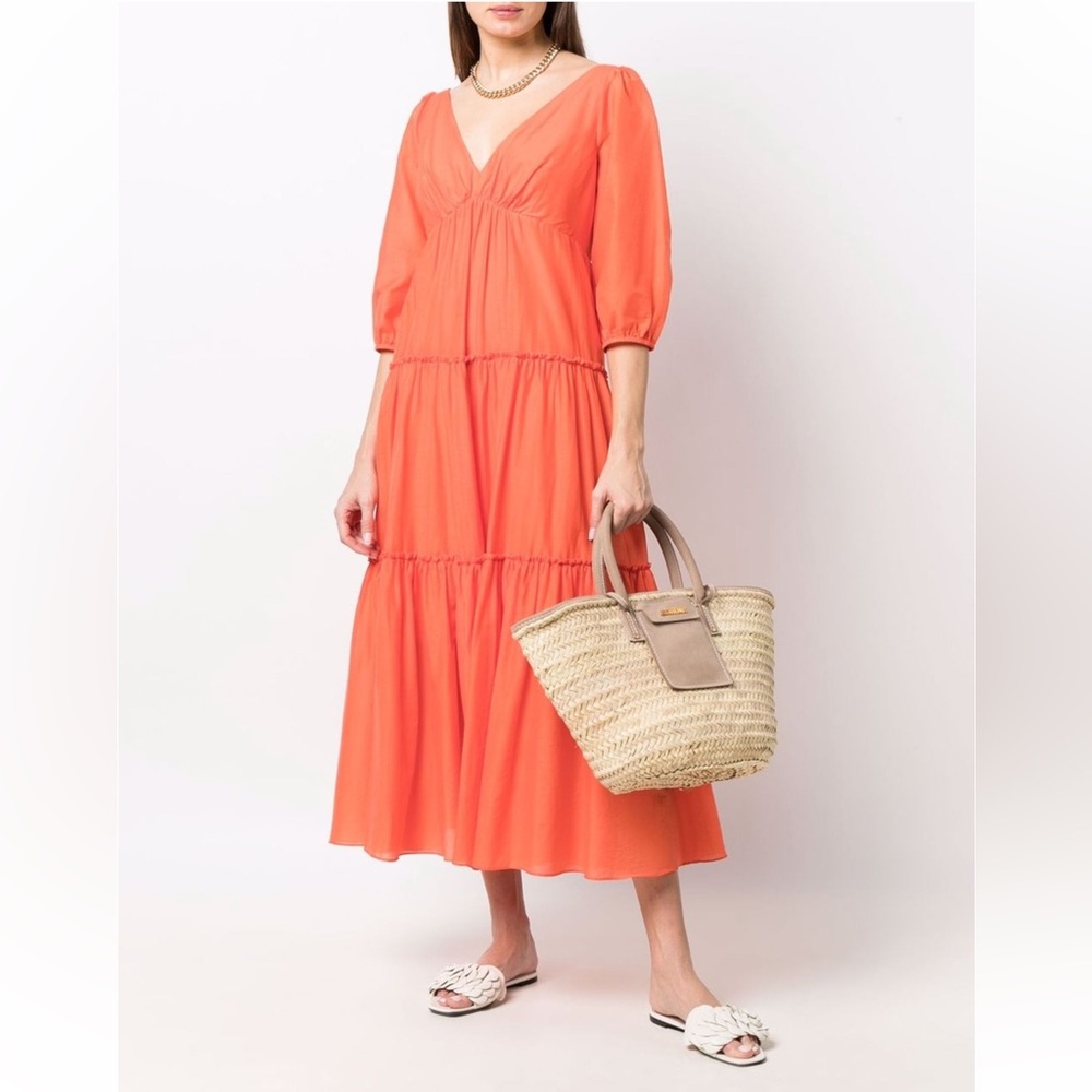 NEW Marchesa Notte Bishop Sleeve Cotton Voile Oversized Midi Day Dress NWT